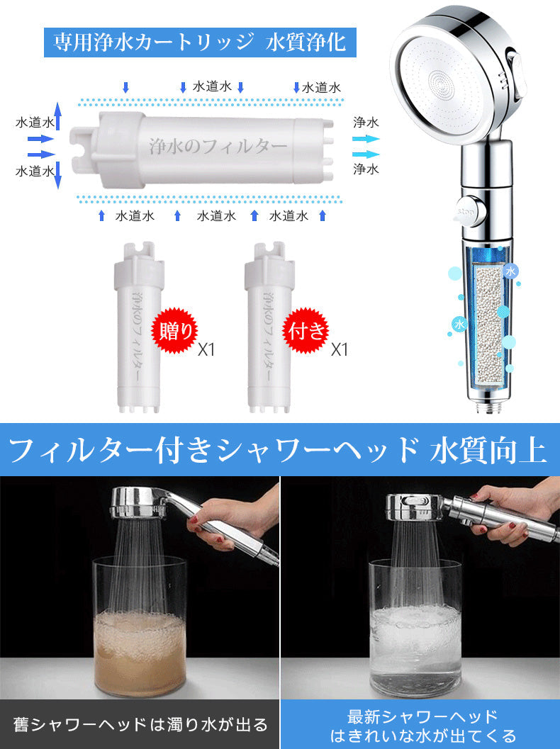 シャワーヘッド 100%塩素除去 節水 シャワー 増圧 節水シャワーヘッド 美容 節水シャワー